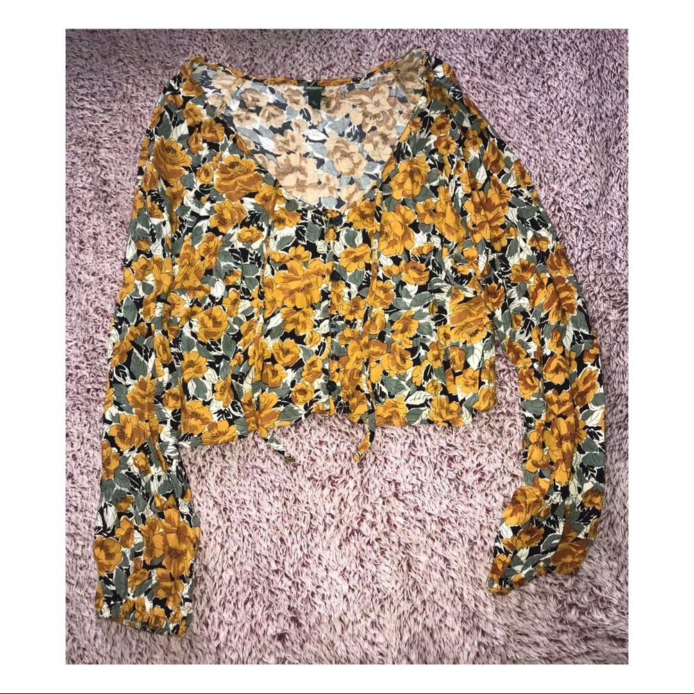 Yellow/Flower Crop Top